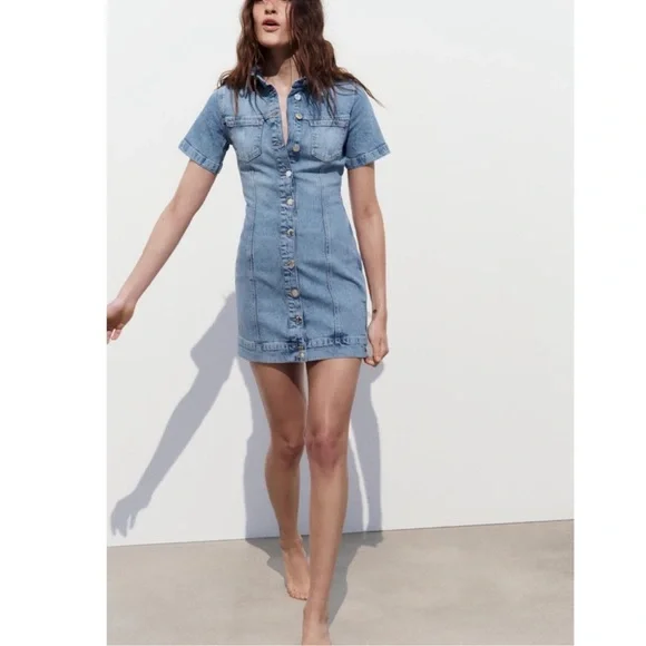 Zara | Dresses | Zara Z975 Denim Mini Dress | Poshmark